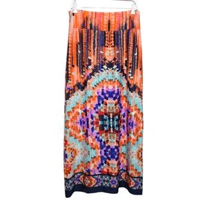 AB Studio Women’s Colorful Vibrant Geometric Stretchy Maxi Skirt Size Medium